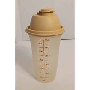 Vintage Tupperware Sheer Harvest Gold #844 Quick Shake Shaker Bottle With Lid